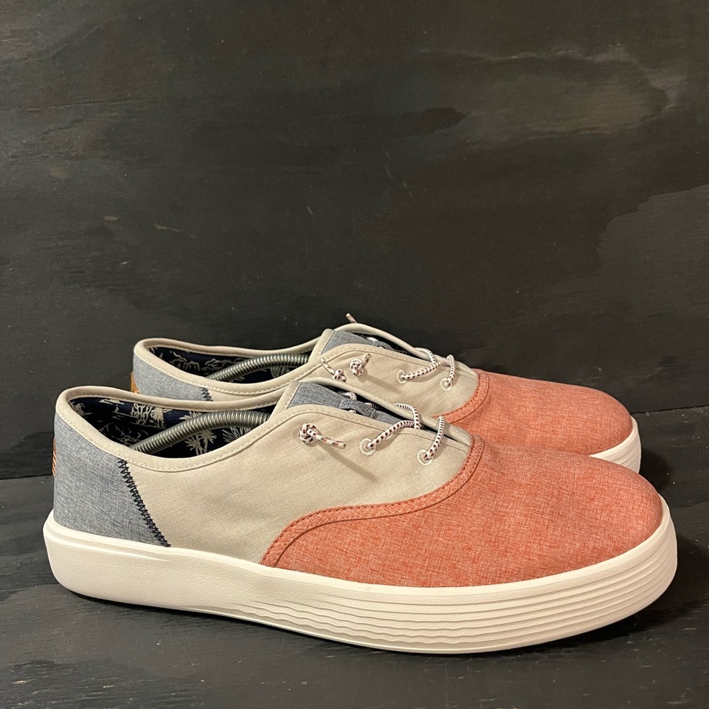 Hey Dude Conway Mens Size 14 Craft Linen Color Block Red White Blue Sneakers